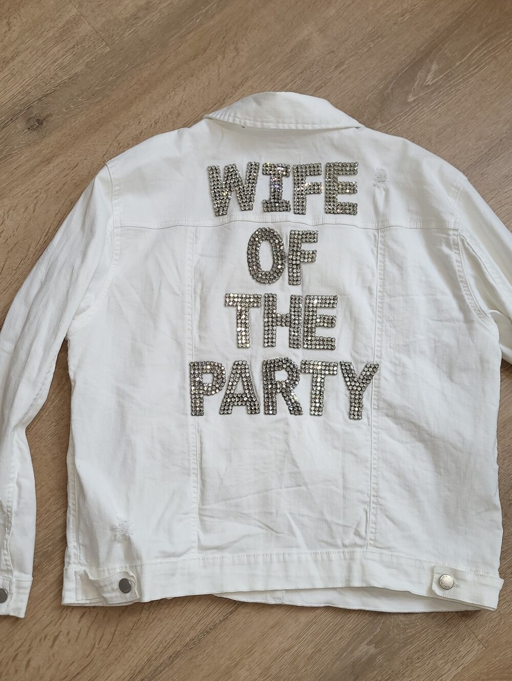 Judith March Wife Of The Party Distressed Jean Denim Jacket Large L